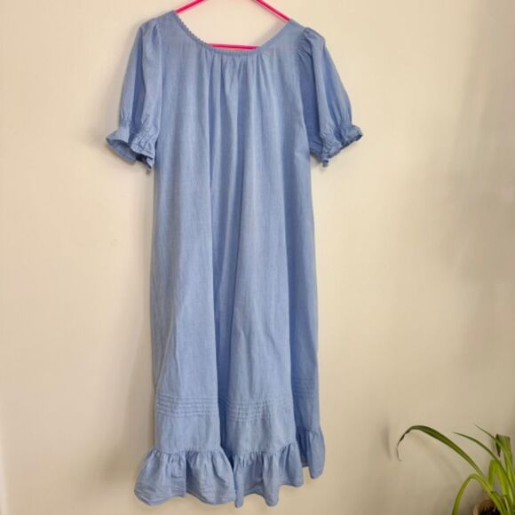 Apiece Apart 100% Cotton Ruffled Hem Midi Dress - Light Blue | Size XS/S - Picture 8 of 9